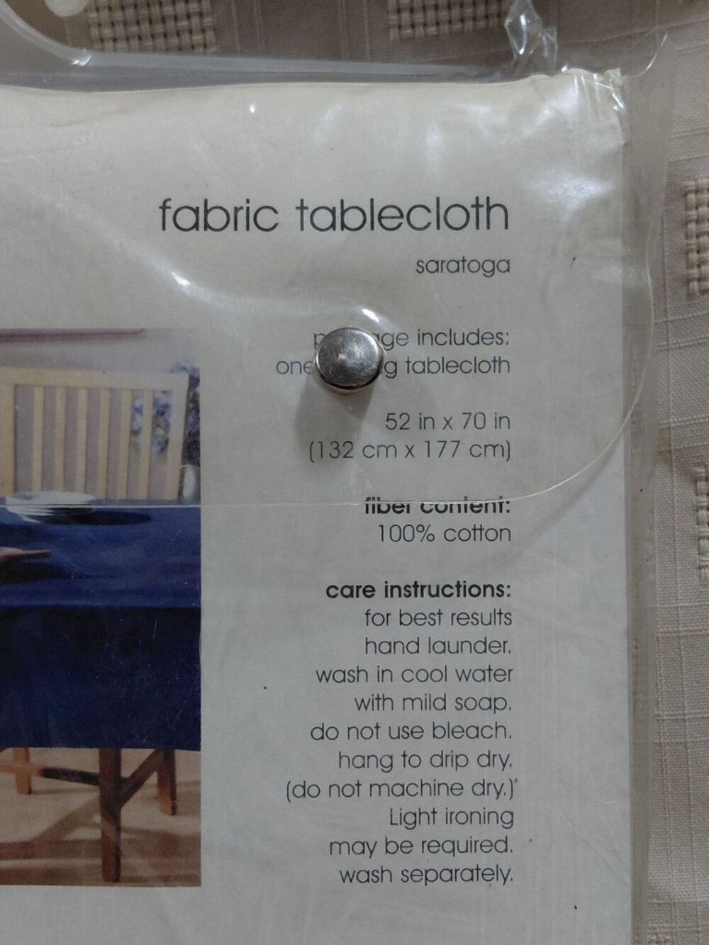 NOS Fabric Tablecloth Saratoga Oblong 52 X 70 In Skipper Blue 100% Cotton - Picture 4 of 6